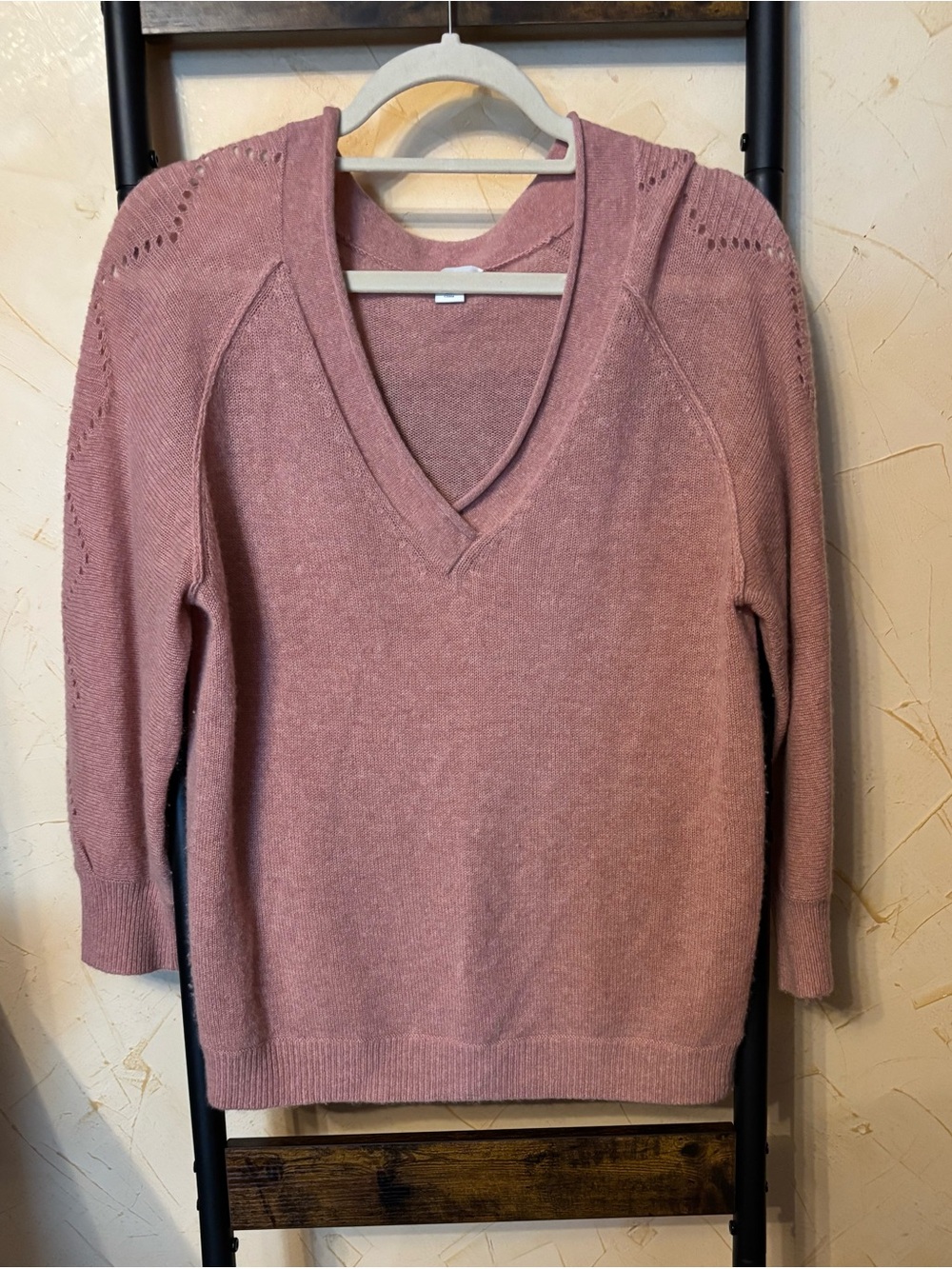 Sundance Size S Women's Dusty Rose V-Neck Sweater 100% Cashmere